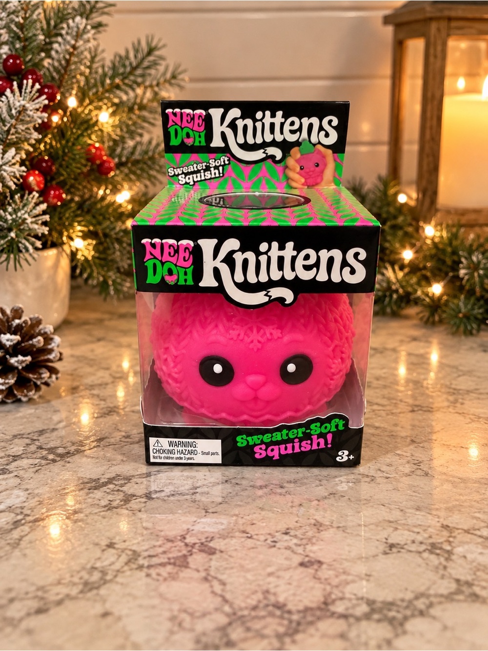 NeeDoh! Knittens Pink Sweater-Soft Squish Plush